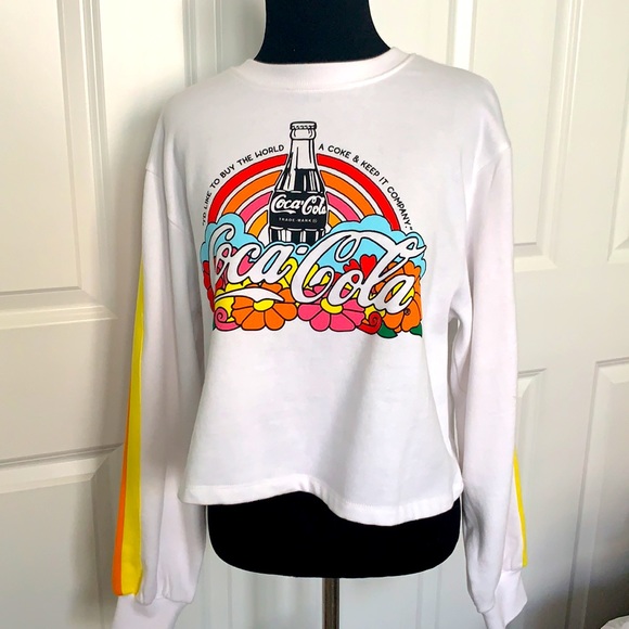 Coca Cola Tops - Coca-Cola Women's White Cropped Sweatshirt